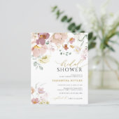 Papier Invitation à la douche nuptiale Fleur sauvage rose (Debout devant)