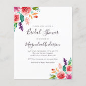 Papier Invitation à la douche nuptiale fleurie (Devant)