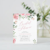 Papier Invitation à la douche nuptiale fleurie Budget élé (Debout devant)