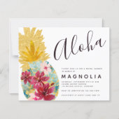 Papier Invitation à la douche nuptiale fleurie d'ananas b (Devant)