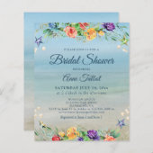 Papier Invitation à la douche nuptiale fleurie de plage B (Devant / Derrière)