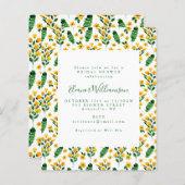 Papier Invitation à la douche nuptiale - Floral Jaune (Devant / Derrière)