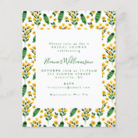 Invitation à la douche nuptiale - Floral Jaune