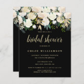 Papier Invitation à la douche nuptiale florale blanche (Devant / Derrière)