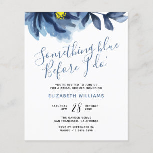 Papier Invitation à la douche nuptiale Florale Bleue