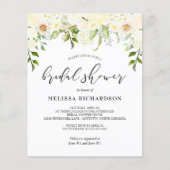 Papier Invitation à la douche nuptiale florale crème budg (Devant)