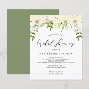 Papier Invitation à la douche nuptiale florale crème budg