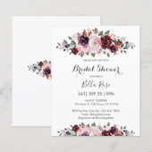 Papier Invitation à la douche nuptiale florale d'aquarell (Devant / Derrière)