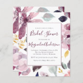 Papier Invitation à la douche nuptiale florale d'aquarell (Devant / Derrière)