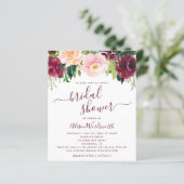 Papier Invitation à la douche nuptiale florale de Bourgog (Debout devant)