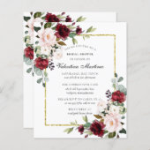 Papier Invitation à la douche nuptiale florale de Bourgog (Devant / Derrière)