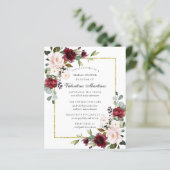 Papier Invitation à la douche nuptiale florale de Bourgog (Debout devant)