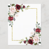 Papier Invitation à la douche nuptiale florale de Bourgog (Dos)