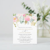Papier Invitation à la douche nuptiale florale d'or Blush (Debout devant)