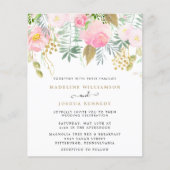 Papier Invitation à la douche nuptiale florale d'or Blush (Devant)