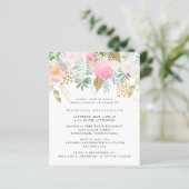 Papier Invitation à la douche nuptiale florale d'or Blush (Debout devant)