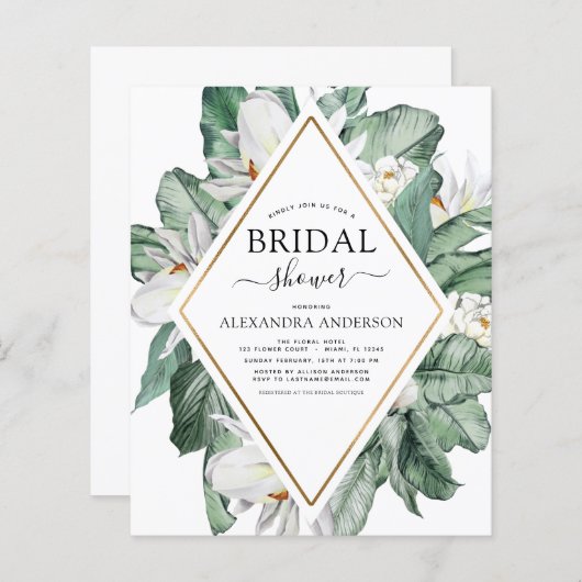 Papier Invitation à la douche nuptiale Magnolia tropicale (Devant / Derrière)