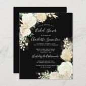 Papier Invitation à la douche nuptiale noire blanche Budg (Devant / Derrière)