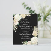 Papier Invitation à la douche nuptiale noire blanche Budg (Debout devant)