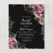 Papier Invitation à la douche nuptiale noire florale Budg (Devant)