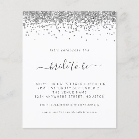 Papier Invitation à la douche nuptiale Parties scintillan (Devant)