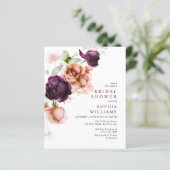 Papier Invitation à la douche nuptiale Purple & Peach Bud (Debout devant)