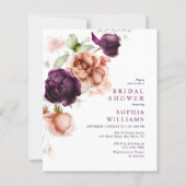 Papier Invitation à la douche nuptiale Purple & Peach Bud (Devant)