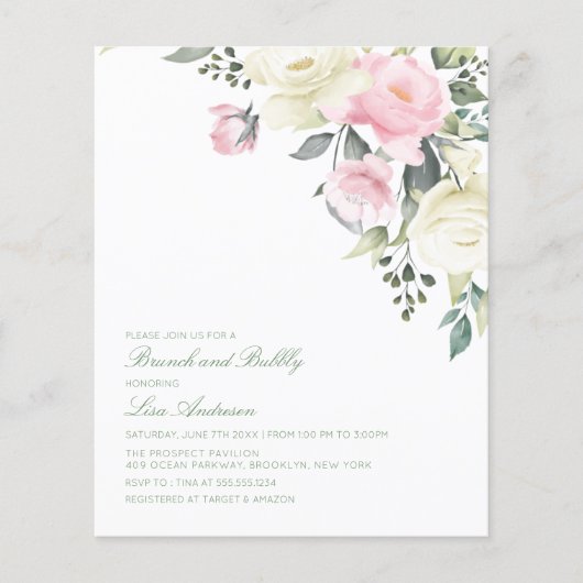 Papier Invitation à la douche nuptiale Rose (Devant)