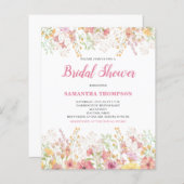 Papier Invitation à la douche nuptiale rose budget (Devant / Derrière)