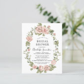 Papier Invitation à la douche nuptiale rose budget (Debout devant)