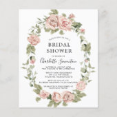 Papier Invitation à la douche nuptiale rose budget (Devant)