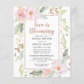 Papier Invitation à la douche nuptiale rose budget (Devant)