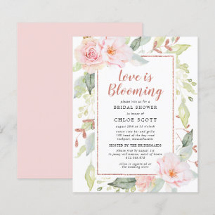 Papier Invitation à la douche nuptiale rose budget