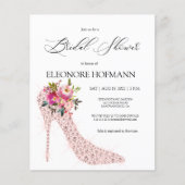 Papier Invitation à la douche nuptiale rose budget talons (Devant)