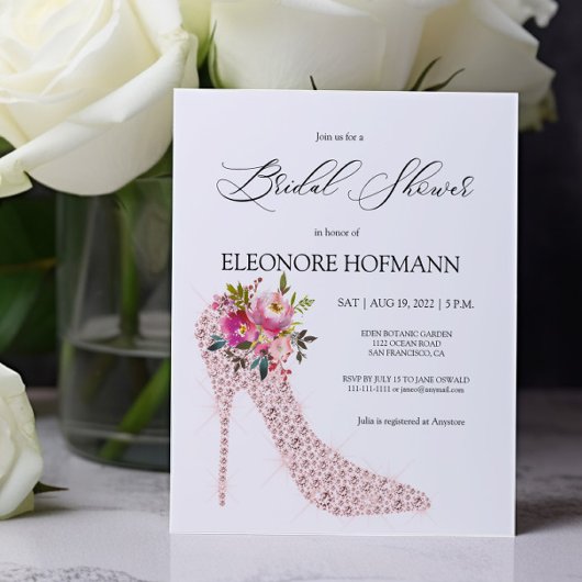 Papier Invitation à la douche nuptiale rose budget talons