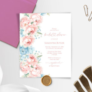 Papier Invitation à la douche nuptiale rose et bleu