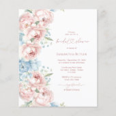 Papier Invitation à la douche nuptiale rose et bleu (Devant)