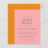 Invitation à la douche nuptiale rose et orange Bud