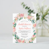 Papier Invitation à la douche nuptiale rose et rose blanc (Debout devant)