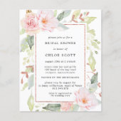 Papier Invitation à la douche nuptiale rose floral (Devant)