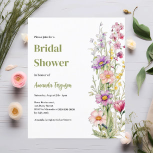 Papier Invitation à la douche nuptiale rose floral