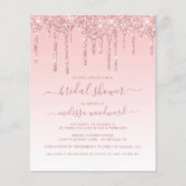 Papier Invitation à la douche nuptiale rose goutte-à-gout (Devant)