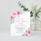 Papier Invitation à la douche nuptiale rose & menthe Flor (Debout devant)