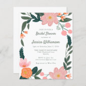 Papier Invitation à la douche nuptiale rose orange budget (Devant / Derrière)