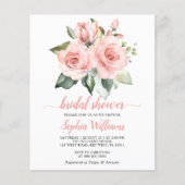 Papier Invitation à la douche nuptiale rose rose Budget (Devant)