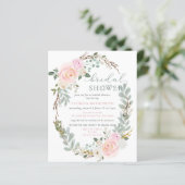 Papier Invitation à la douche nuptiale rose rose de l'âge (Debout devant)