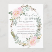 Papier Invitation à la douche nuptiale rose rose de l'âge (Devant)