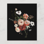 Papier Invitation à la douche nuptiale rose rouge budget (Dos)