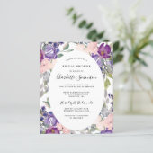 Papier Invitation à la douche nuptiale rose violet budget (Debout devant)