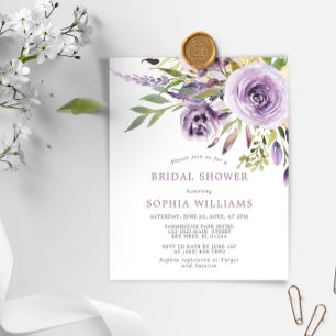Papier Invitation à la douche nuptiale Rose violet budget